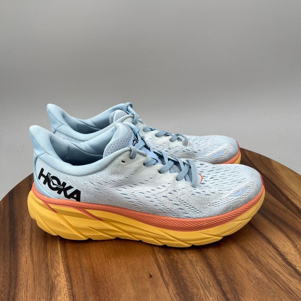 Hoka One One Clifton 8 Shoes Mens Size 8.5 D Blue Running Comfort Walking Gym